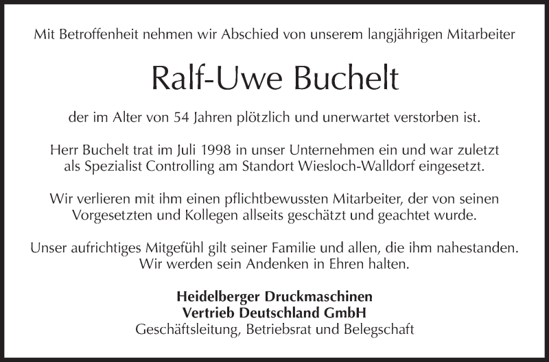  Traueranzeige für Ralf-Uwe Buchelt vom 31.03.2018 aus Metzinger-Uracher Volksblatt