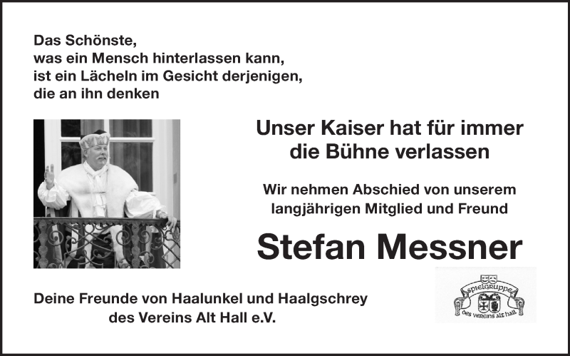  Traueranzeige für Stefan Messner vom 28.08.2018 aus Haller Tagblatt
