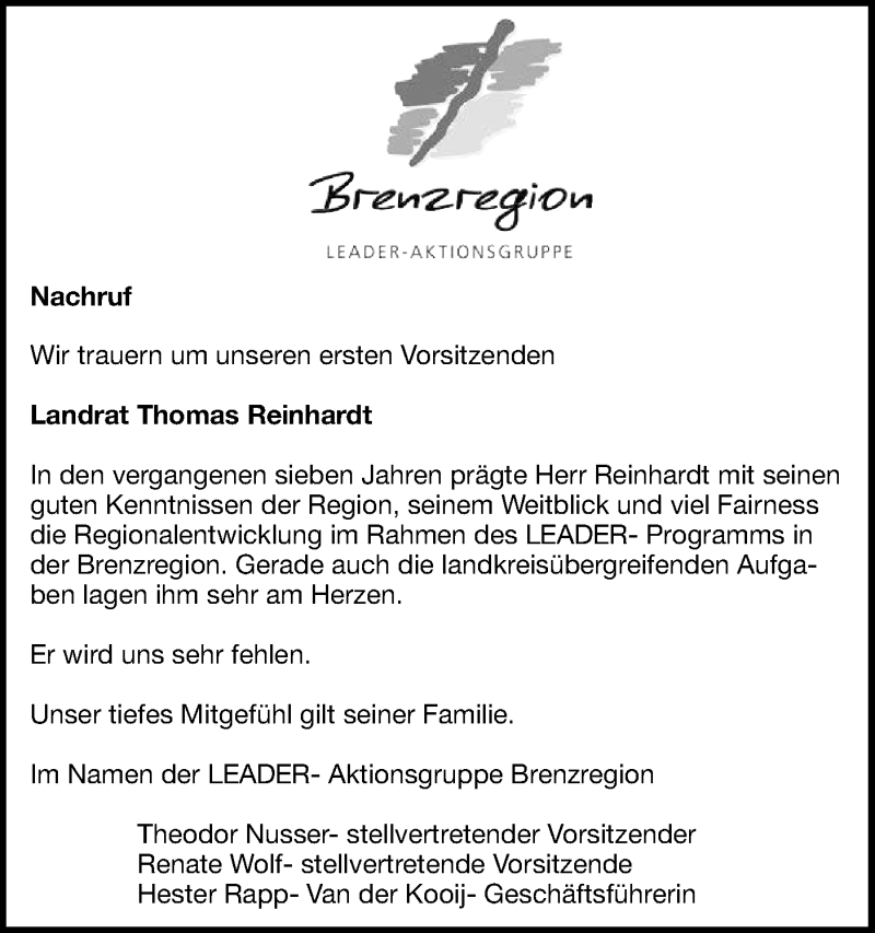  Traueranzeige für Thomas Reinhardt vom 17.07.2019 aus SÜDWEST PRESSE Ausgabe Ulm/Neu-Ulm