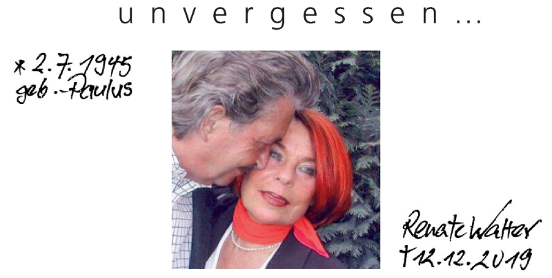  Traueranzeige für Renate Walter vom 12.12.2020 aus NWZ Neue Württembergische Zeitung