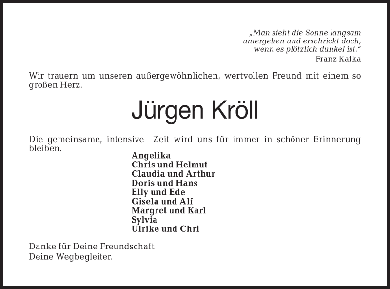  Traueranzeige für Jürgen Kröll vom 09.01.2021 aus Haller Tagblatt