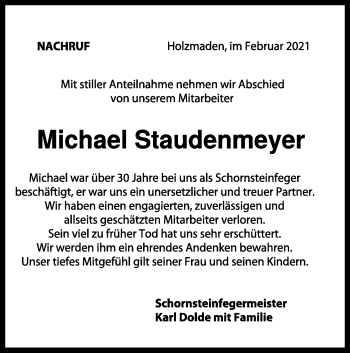 Traueranzeige von Michael Staudenmeyer von Geislinger Zeitung