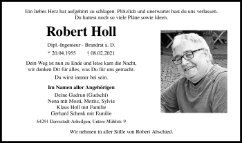 Traueranzeige von Robert Holl von Hohenloher Tagblatt
