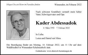 Traueranzeige von Kader Abdessadok von Haller Tagblatt