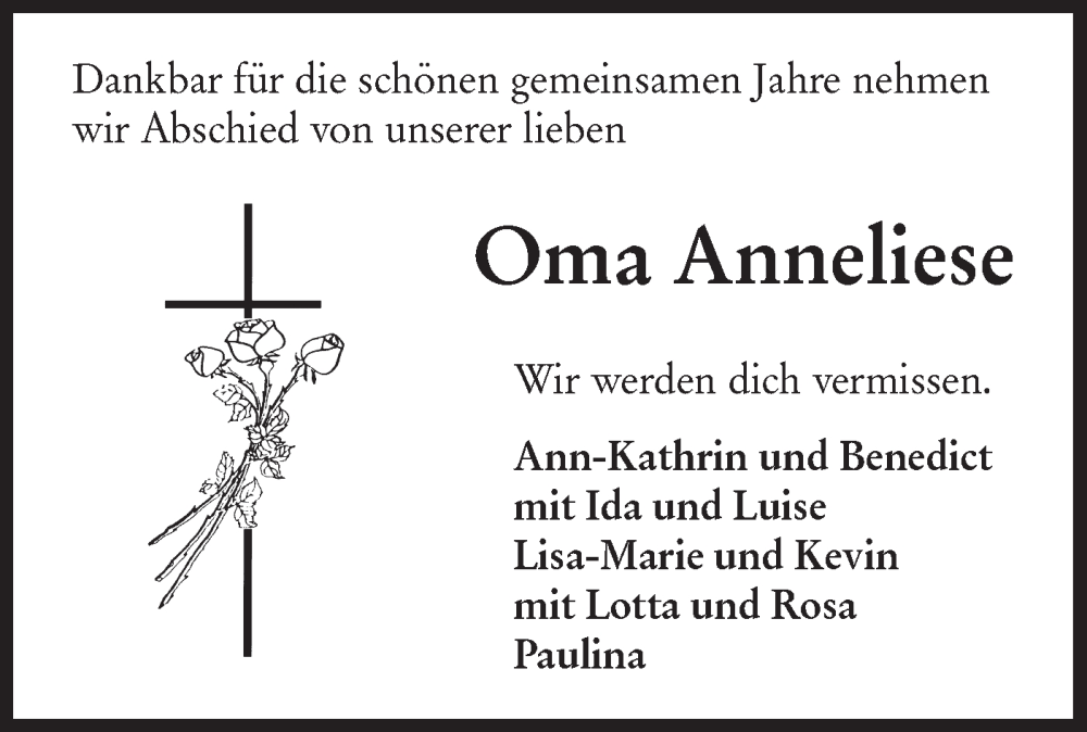  Traueranzeige für Anneliese Schüler vom 07.11.2024 aus Hohenloher Tagblatt