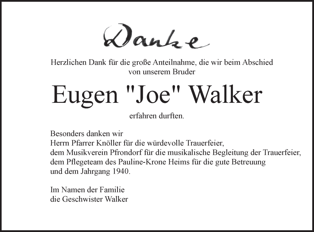  Traueranzeige für Eugen Walker vom 21.12.2024 aus Schwäbische Tagblatt