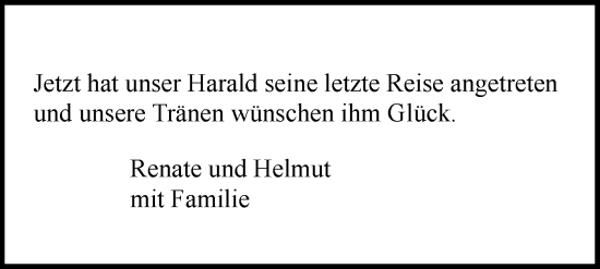 Traueranzeige von Harald  von Schwäbische Tagblatt