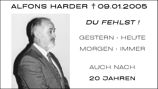 Traueranzeige von Alfons Harder von Geislinger Zeitung