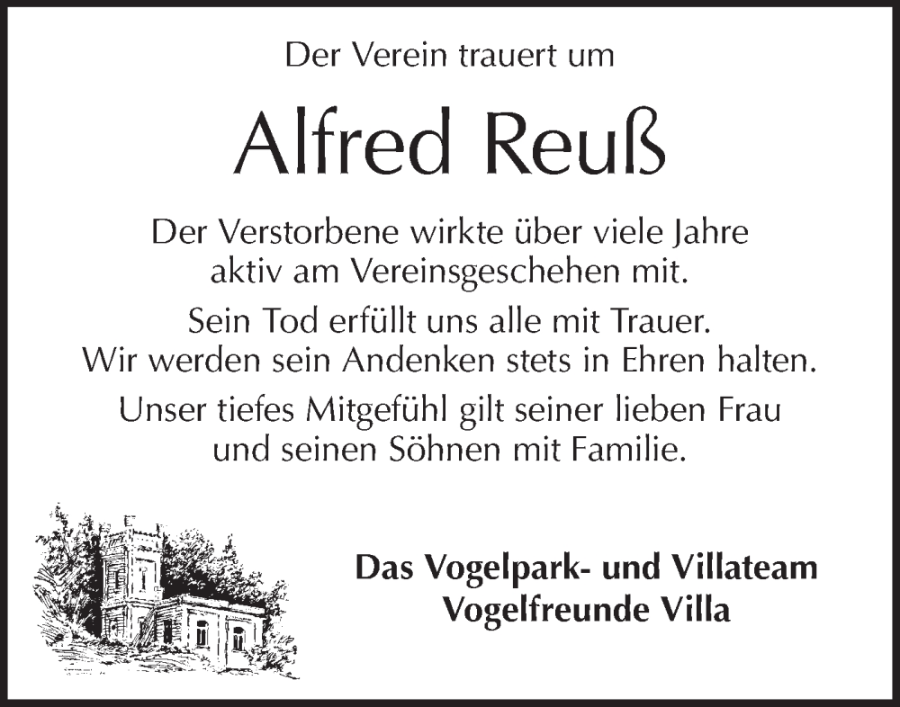  Traueranzeige für Alfred Reuß vom 31.01.2025 aus Hohenloher Tagblatt