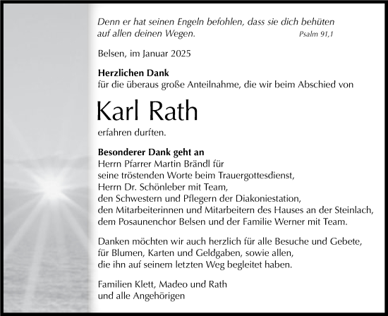 Traueranzeige von Karl Rath von Schwäbische Tagblatt