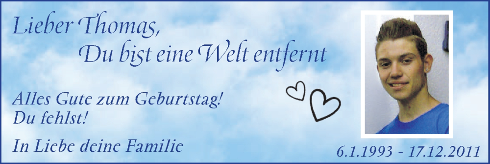 Traueranzeige für Thomas  vom 07.01.2025 aus Schwäbische Tagblatt