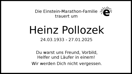 Traueranzeige von Heinz Pollozek von SÜDWEST PRESSE Ausgabe Ulm/Neu-Ulm