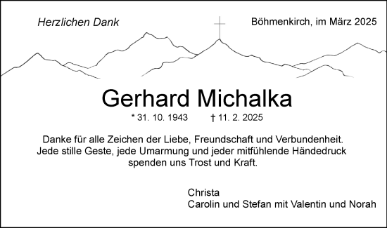 Traueranzeige von Gerhard Michalka von Geislinger Zeitung