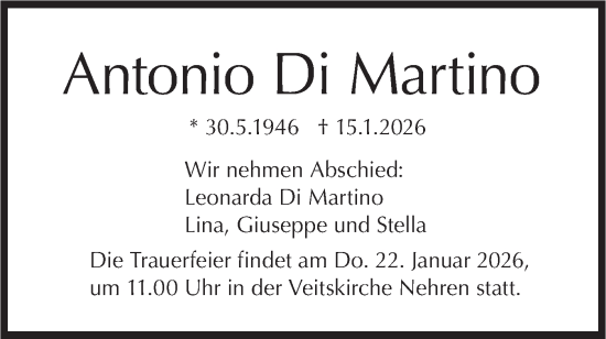 Traueranzeige von Antonio Di Martino von Schwäbische Tagblatt