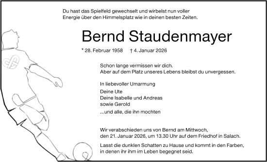 Traueranzeige von Bernd Staudenmayer von NWZ Neue Württembergische Zeitung