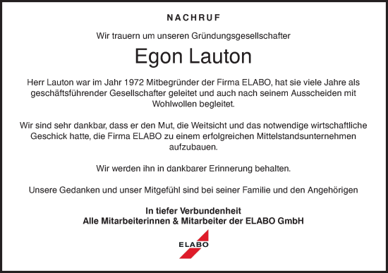 Traueranzeige von Egon Lauton von Hohenloher Tagblatt
