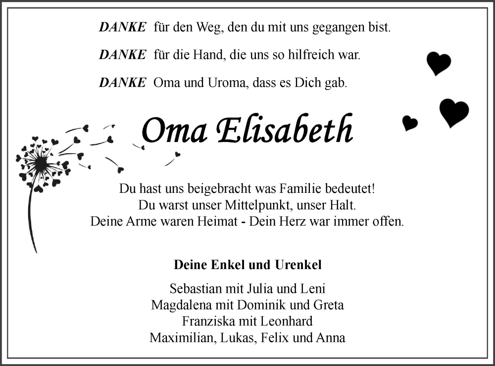  Traueranzeige für Elisabeth  vom 13.01.2026 aus Neckar-Chronik