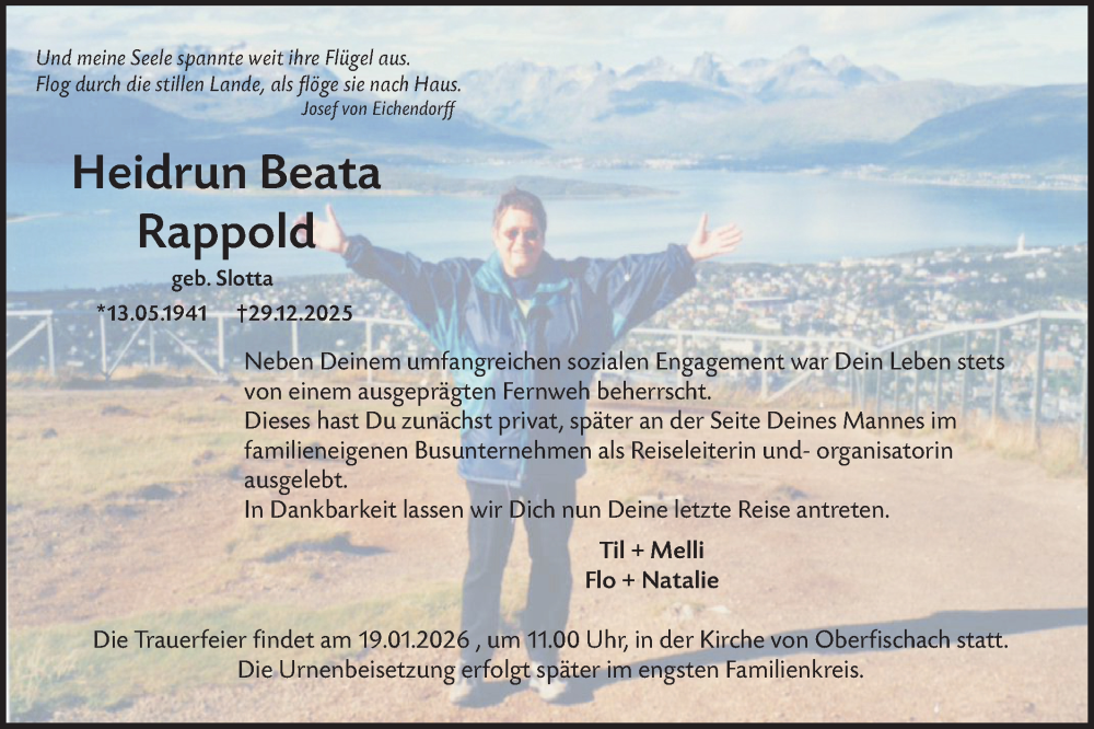  Traueranzeige für Heidrun Beata Rappold vom 10.01.2026 aus Haller Tagblatt