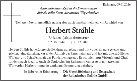 Traueranzeige von Herbert Strähle von NWZ Neue Württembergische Zeitung