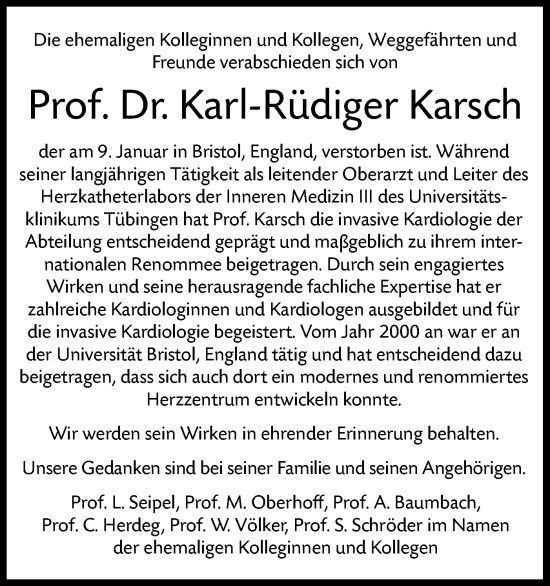 Traueranzeige von Karl-Rüdiger Karsch von Schwäbische Tagblatt