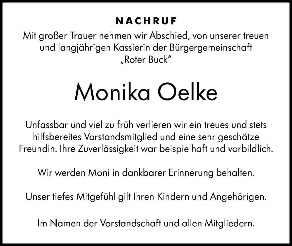  Traueranzeige für Monika Oelke vom 17.01.2026 aus Hohenloher Tagblatt